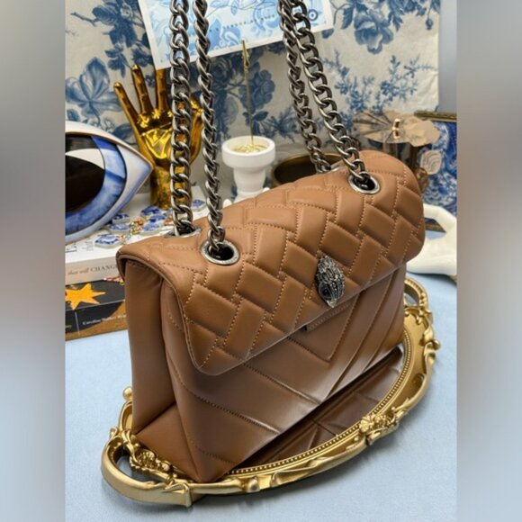🆕 KURT GEIGER LONDON 🧿 NWOT Leather Kensington Shoulder Bag, Camel Brown - Picture 4 of 16